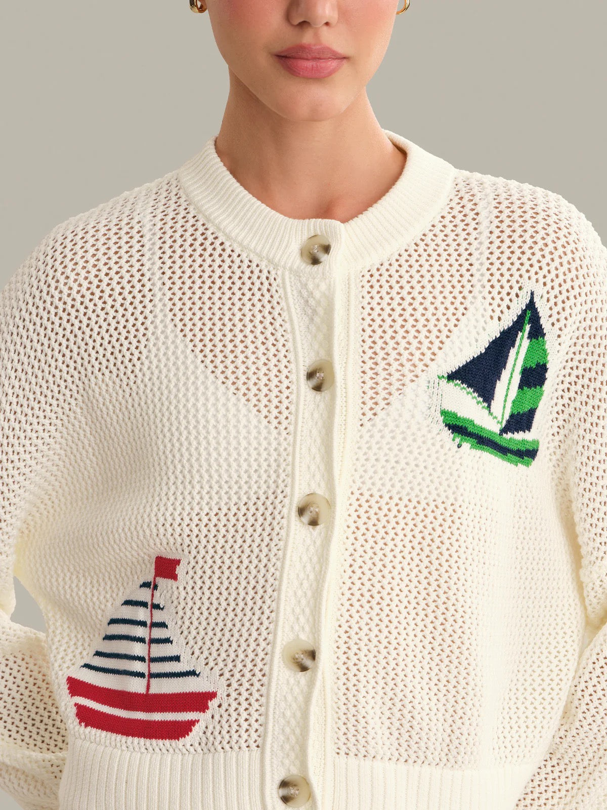 525 America Nautical Mesh Cardigan