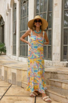 Kenny Flowers Long Tropical Print Dress