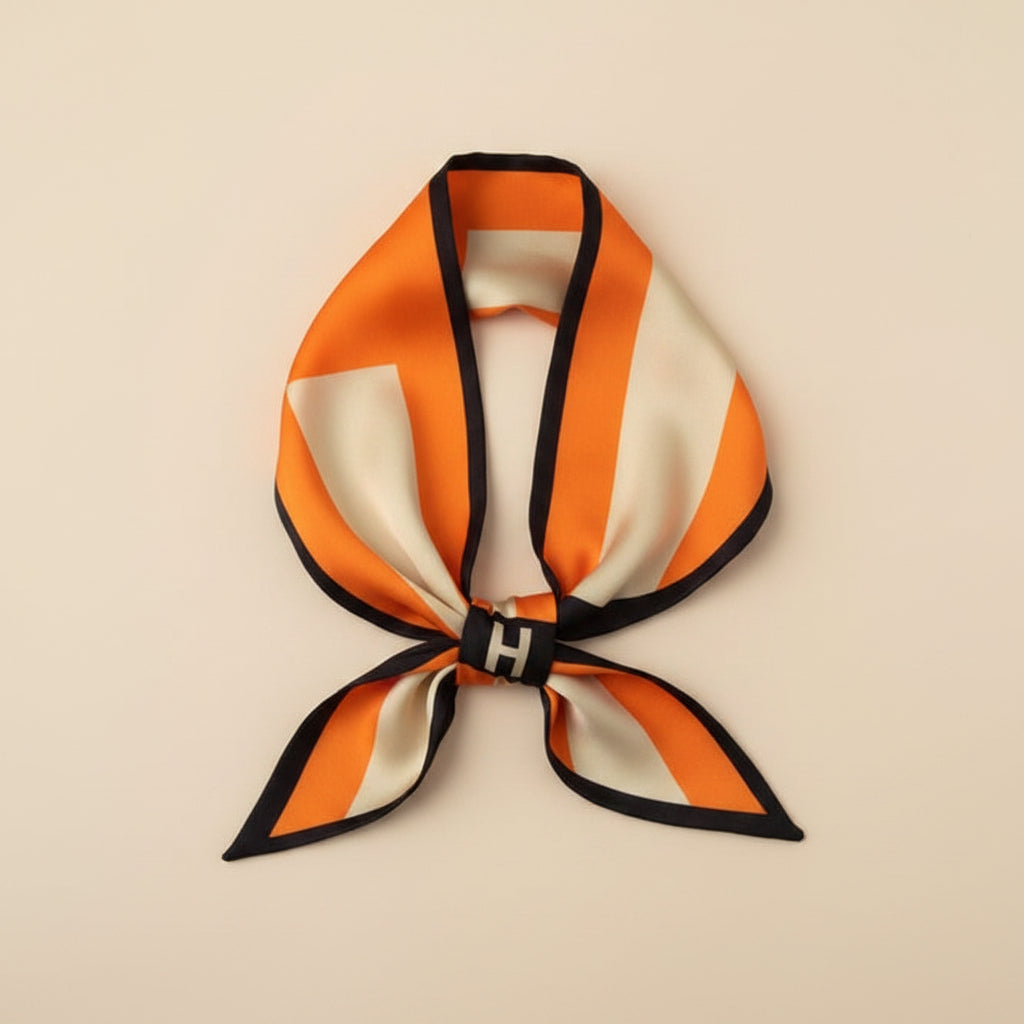 Equestrian Orange Striped H Loop Scarf