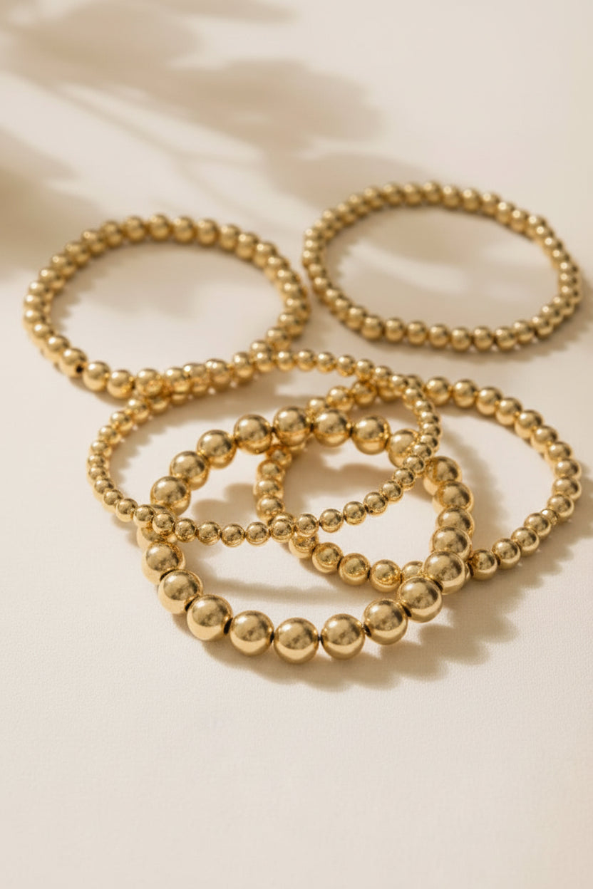 14K Gold Beaded Stretch Bracelet