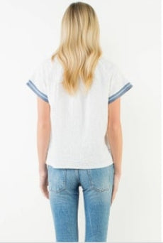 THML Short Sleeve Textured V-Neck Top