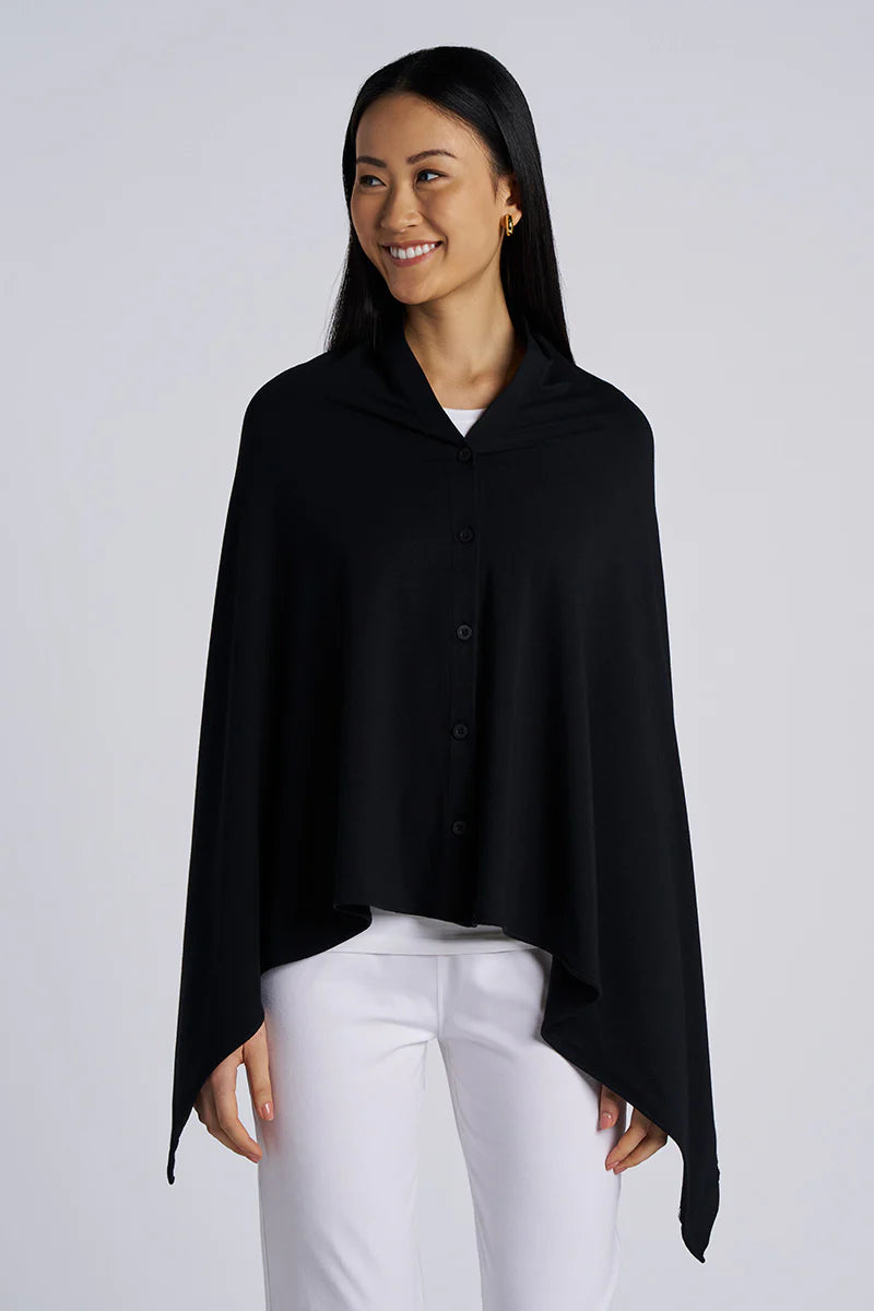 Coolibar Button-Up Convertible Wrap | Black