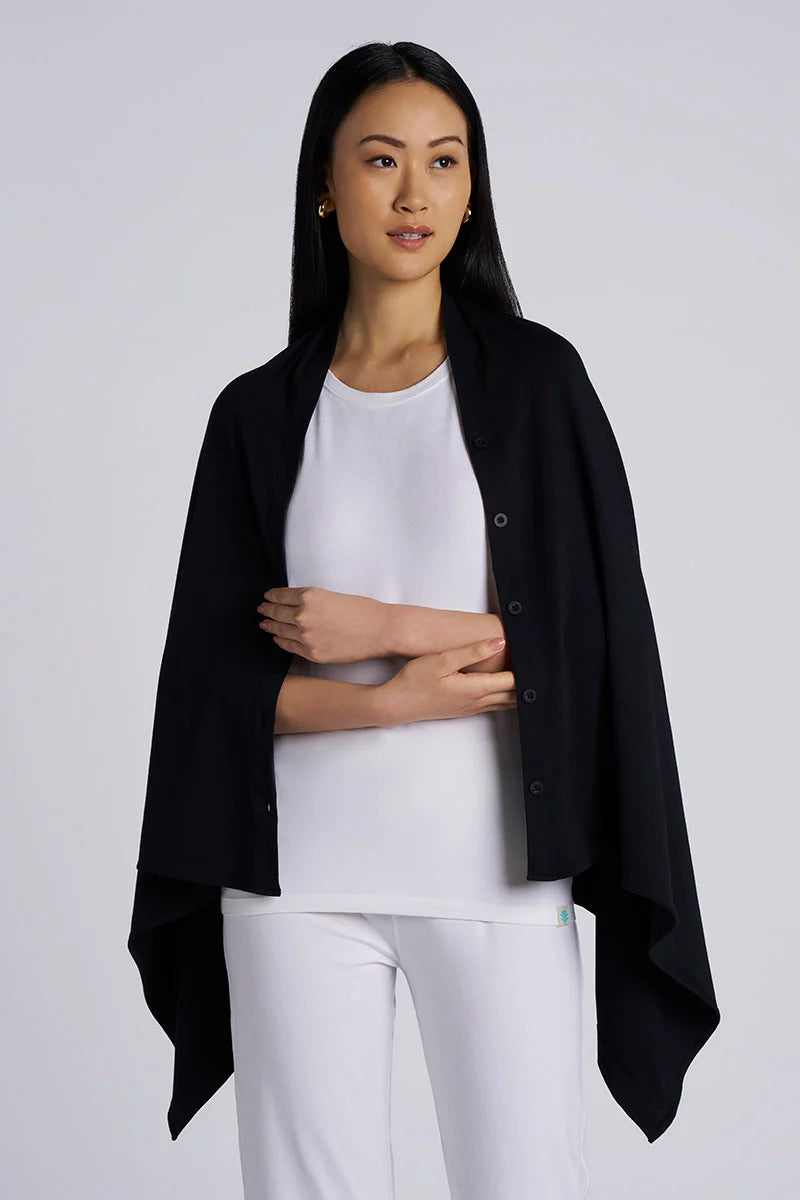 Coolibar Button-Up Convertible Wrap | Black
