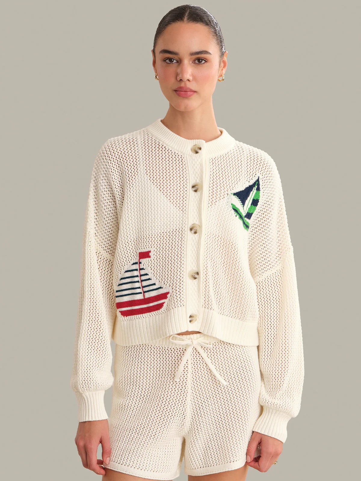 525 America Nautical Mesh Cardigan