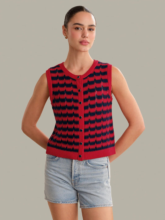 525 America Women's Isla Striped Button Front Vest