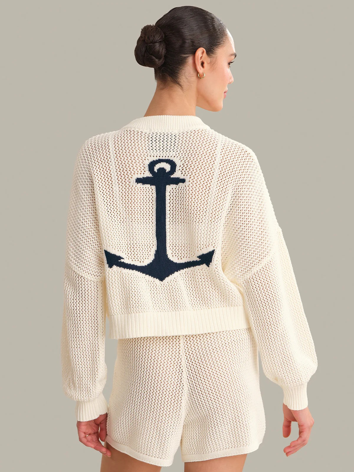 525 America Nautical Mesh Cardigan