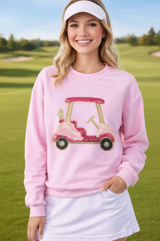 Preppy Pink Golf Cart Sweatshirt