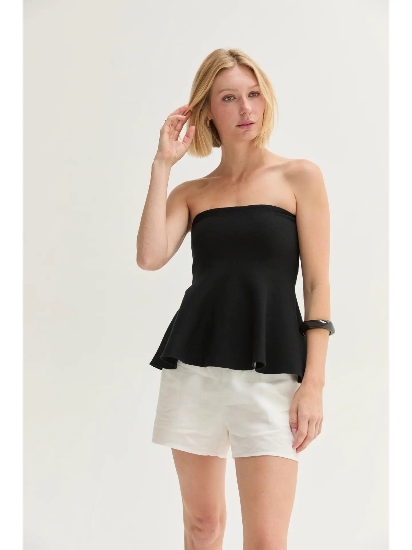 Crescent Bella Jacquard Knit Peplum Top