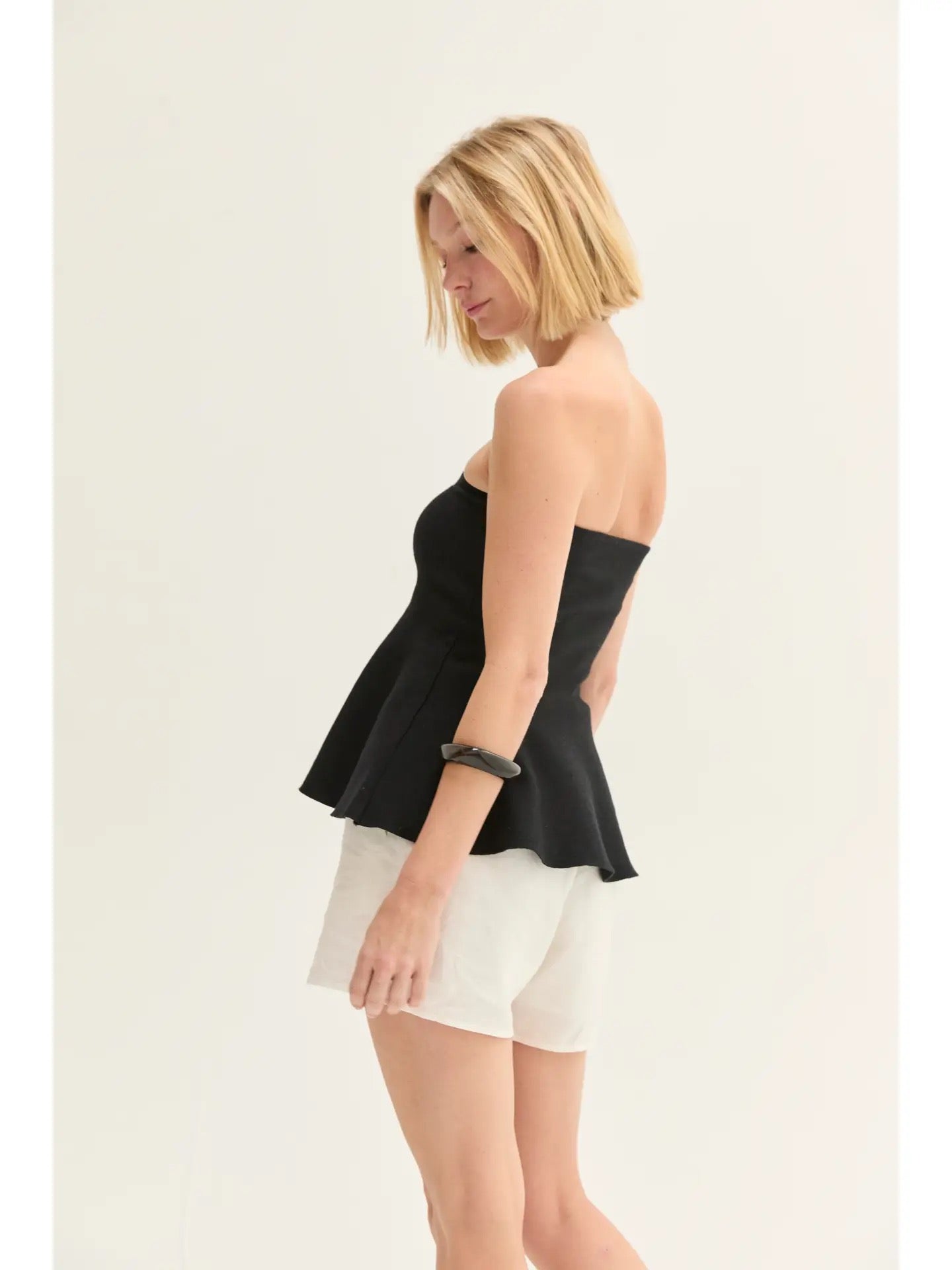 Crescent Bella Jacquard Knit Peplum Top