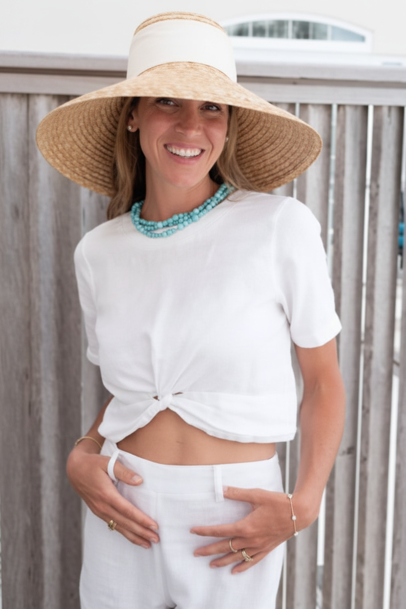 Kenny Flowers White Linen Cropped Top