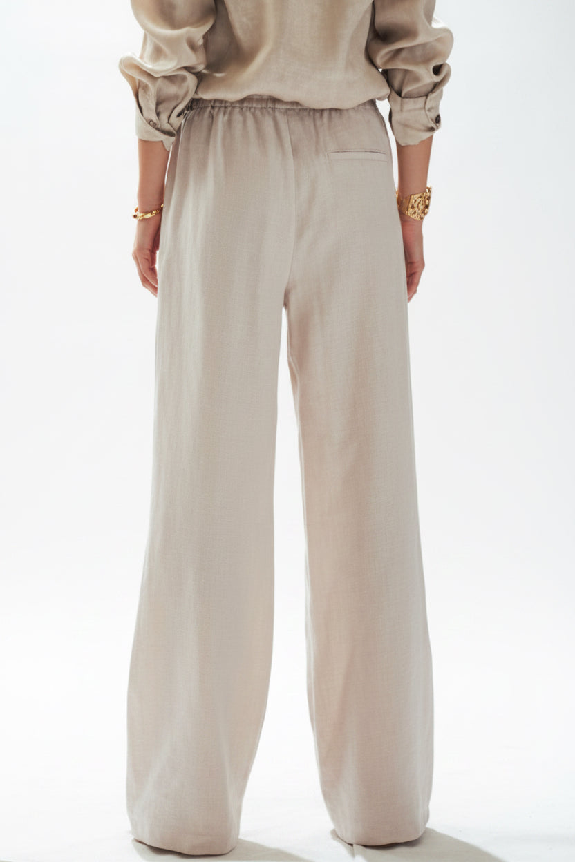 Urban Daizy Linen Blend Wide Leg Pants Drawstring Waist