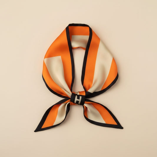 Equestrian Orange Striped H Loop Scarf