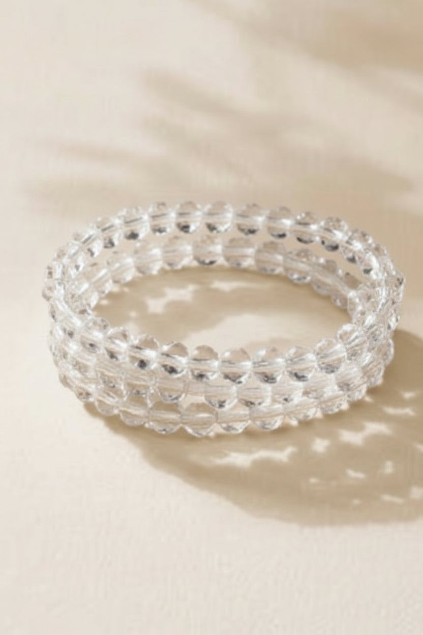 Fine Silver Beaded Stretch Bracelet