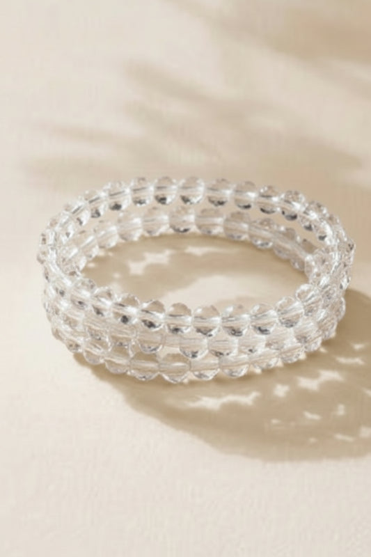 Fine Silver Beaded Stretch Bracelet