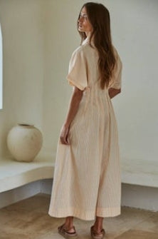 By Together Striped Pleated Flare Dress