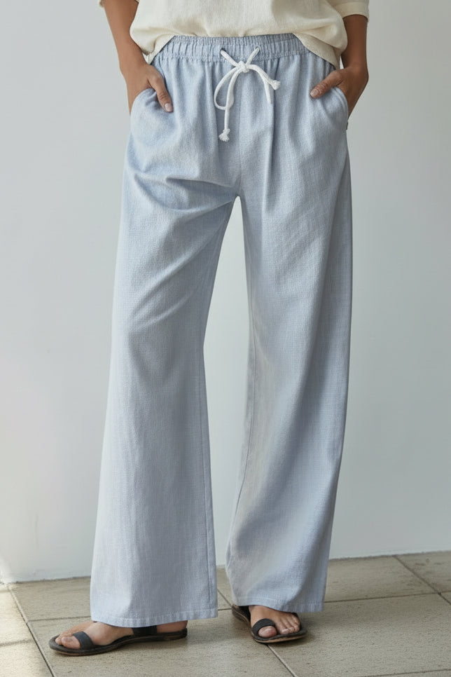 By Together Linen Striped Wide Leg Pants