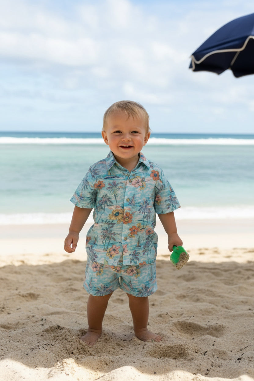 Kenny Flowers Boys Boat Print Short Sleeve Shirt