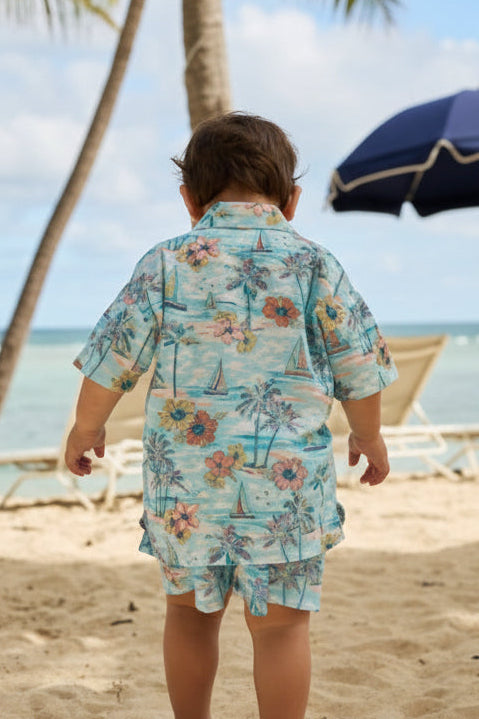 Kenny Flowers Boys Boat Print Short Sleeve Shirt