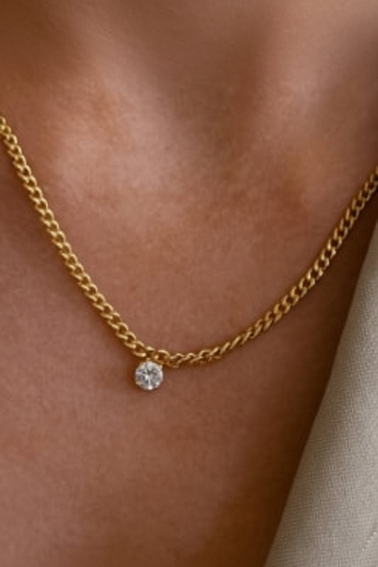 Bardot Stud Charm Necklace- Gold