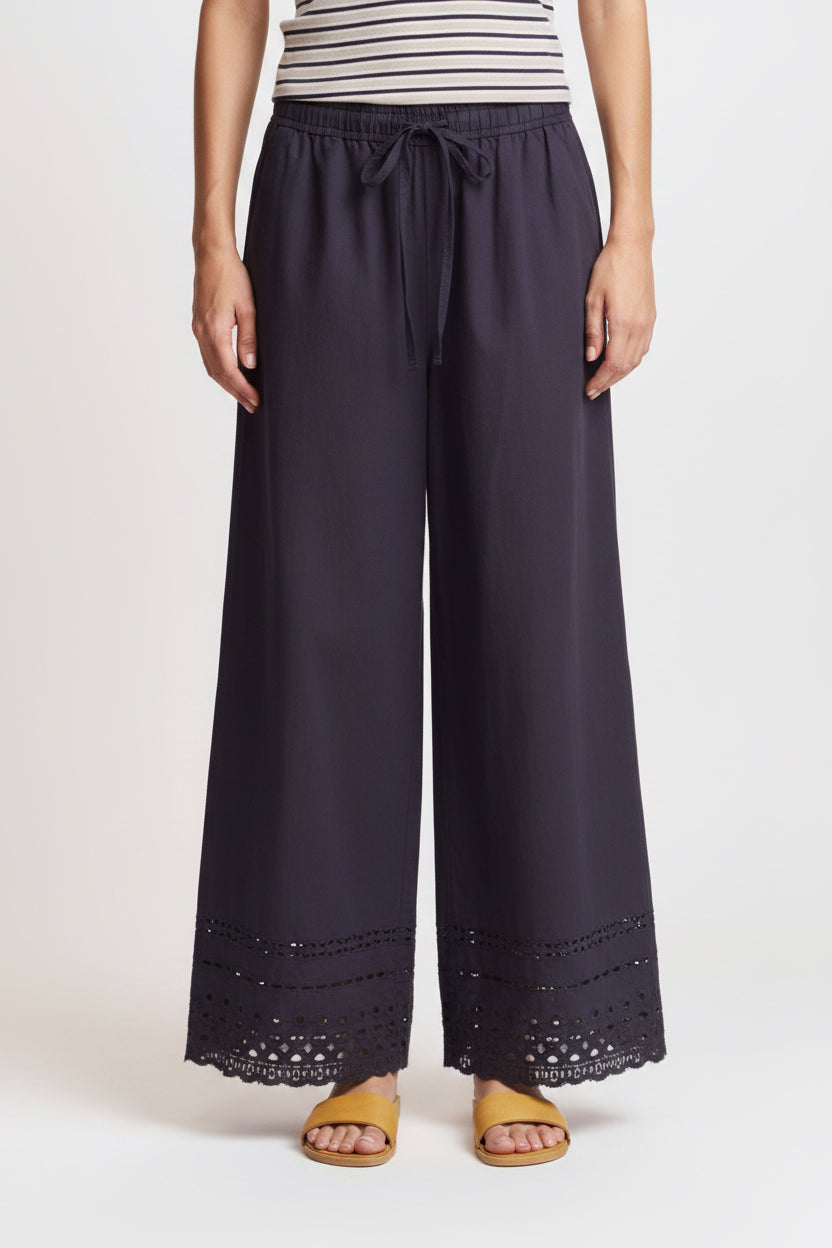 Grade & Gather Cotton Eyelet Hem Snuggle Pants