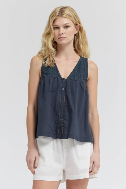 Grade & Gather V-Neck Eyelet Tank