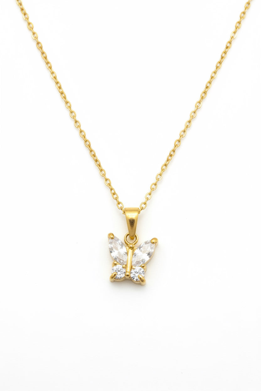 14K Gold PVD Stainless Steel Butterfly Necklace
