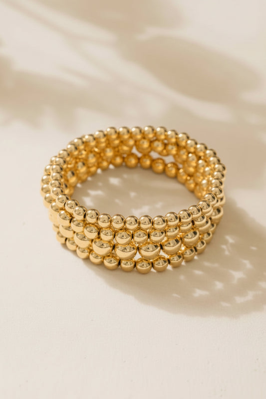14K Gold Beaded Stretch Bracelet