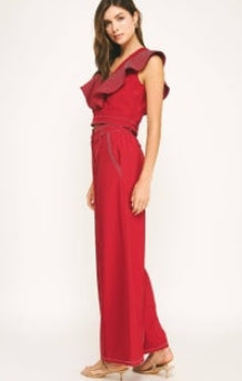 Strut & Bolt Stitch Ruffle V-neck Top