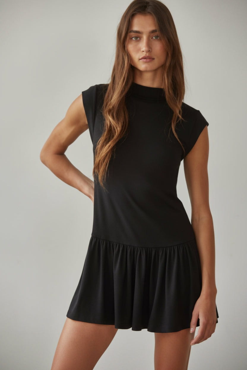 By Together Knit Polyester Rayon Spandex Mock Neck Mini Dress