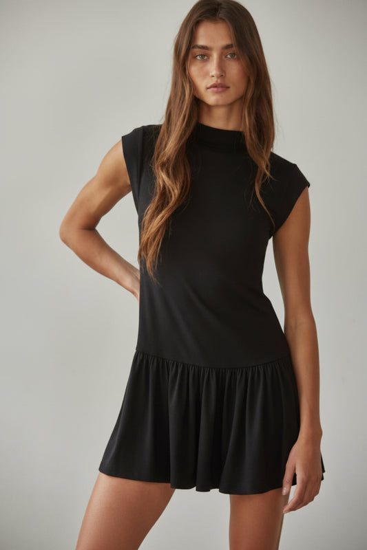By Together Knit Polyester Rayon Spandex Mock Neck Mini Dress