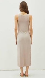Be Cool Ribbed Knit Sleeveless Tank Midi Dress