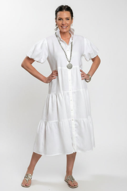 Crown Linen Phoebe Tiered Dress