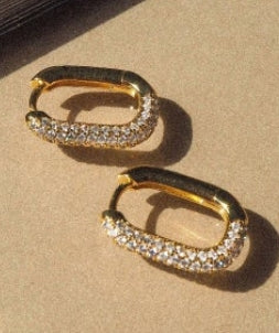 LuvAJ Pave Chain Link Huggies