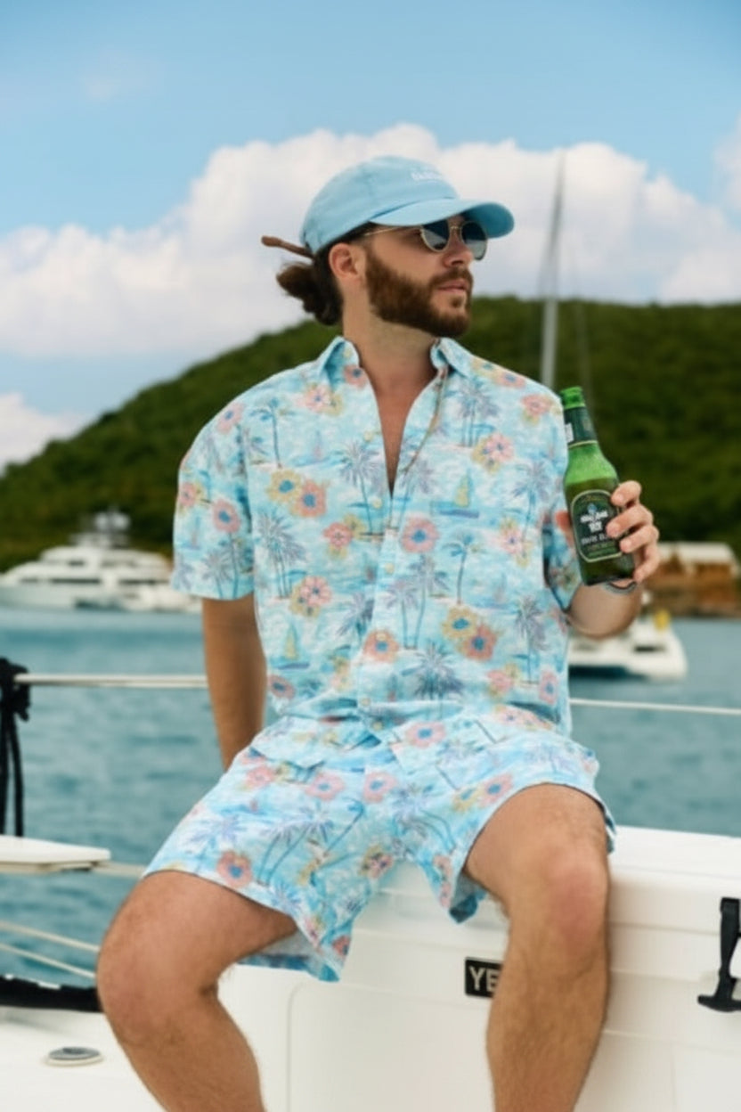 Kenny Flowers Mens Boat Print Short Sleeve Shirt